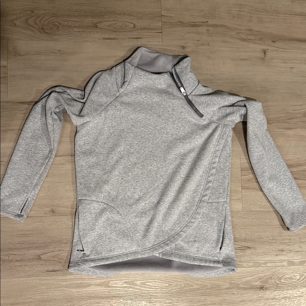 Athleta Gray Asymmetrical Zip Pullover